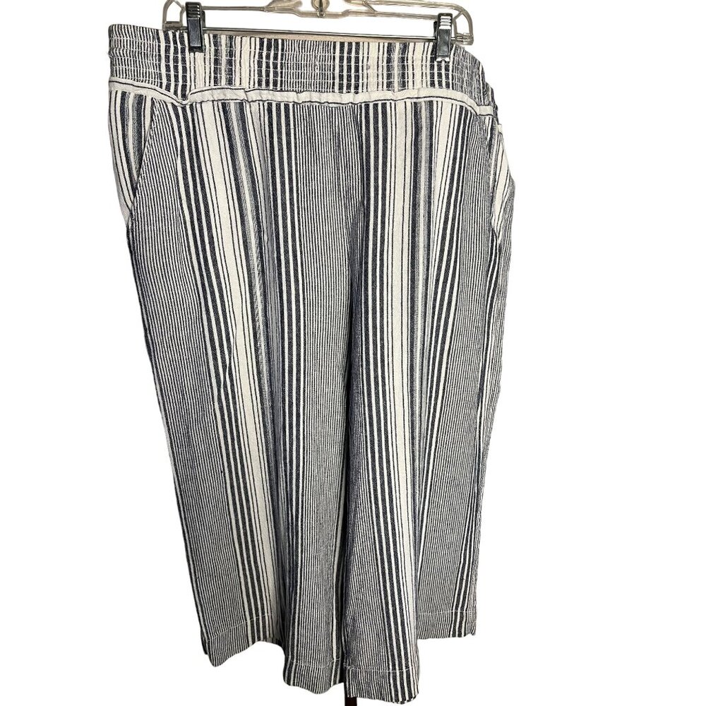 Time and true Capris XXXL 3XL (22) Linen Pinstripe Baggy Boho Chic Y2K